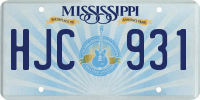MS license plate HJC931