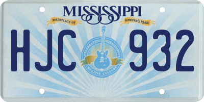 MS license plate HJC932
