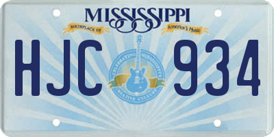 MS license plate HJC934