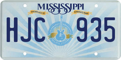 MS license plate HJC935