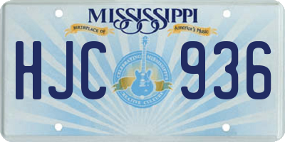 MS license plate HJC936