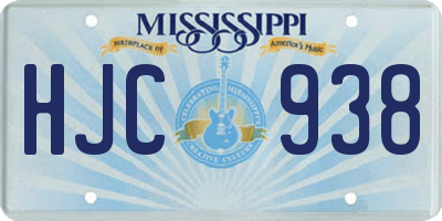 MS license plate HJC938
