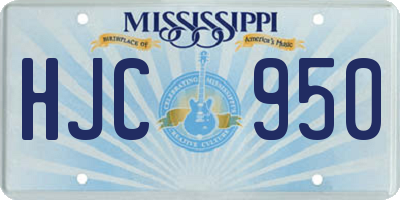 MS license plate HJC950