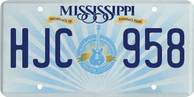 MS license plate HJC958