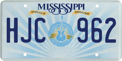 MS license plate HJC962