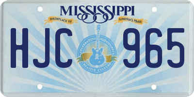 MS license plate HJC965