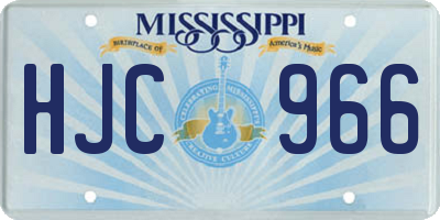 MS license plate HJC966
