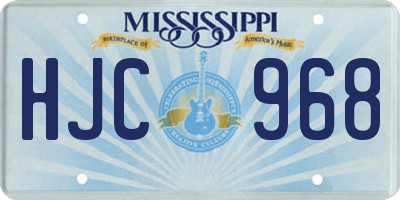 MS license plate HJC968