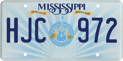 MS license plate HJC972