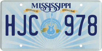 MS license plate HJC978