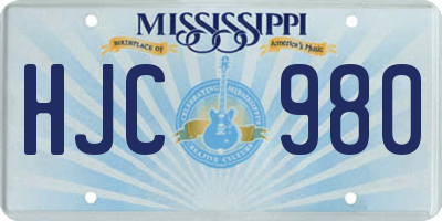 MS license plate HJC980