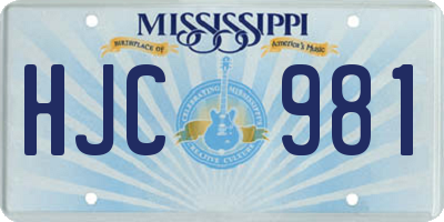 MS license plate HJC981
