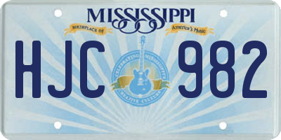 MS license plate HJC982