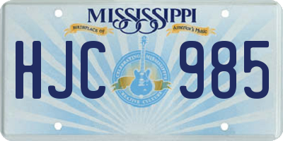 MS license plate HJC985