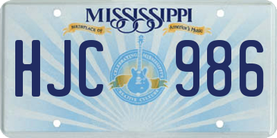 MS license plate HJC986