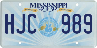 MS license plate HJC989