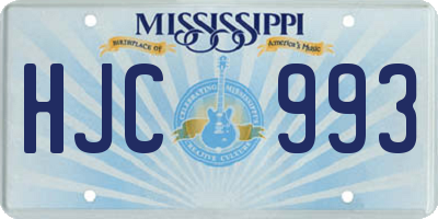 MS license plate HJC993