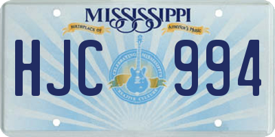 MS license plate HJC994
