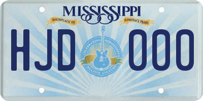 MS license plate HJD000