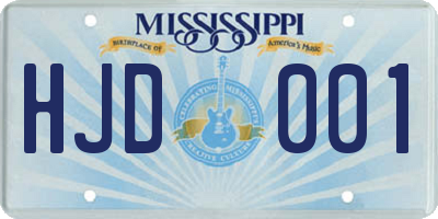 MS license plate HJD001