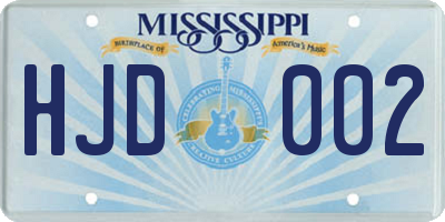 MS license plate HJD002