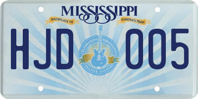 MS license plate HJD005