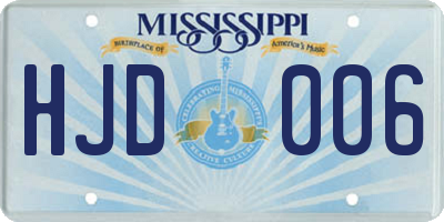MS license plate HJD006