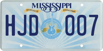 MS license plate HJD007