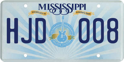 MS license plate HJD008