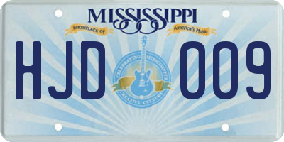 MS license plate HJD009
