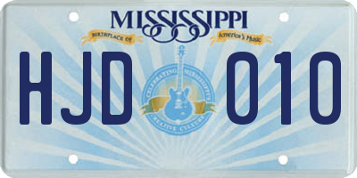 MS license plate HJD010