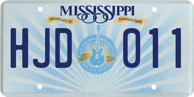 MS license plate HJD011