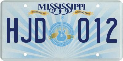 MS license plate HJD012