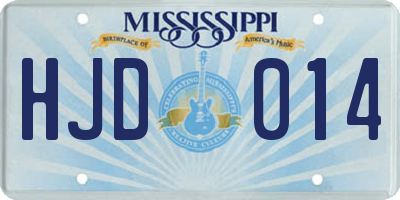 MS license plate HJD014