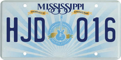 MS license plate HJD016