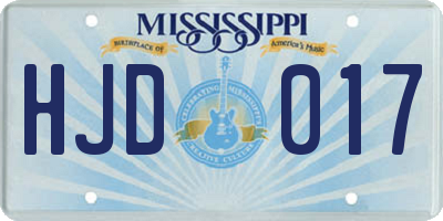 MS license plate HJD017