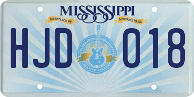 MS license plate HJD018