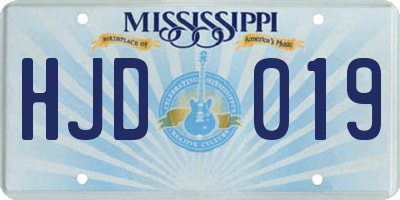 MS license plate HJD019