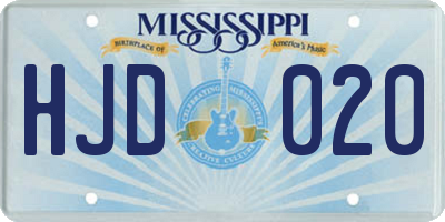 MS license plate HJD020