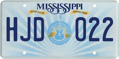 MS license plate HJD022