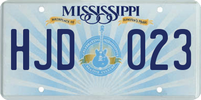 MS license plate HJD023