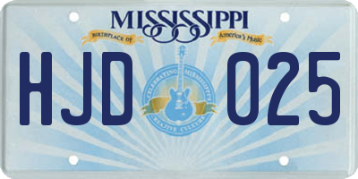 MS license plate HJD025