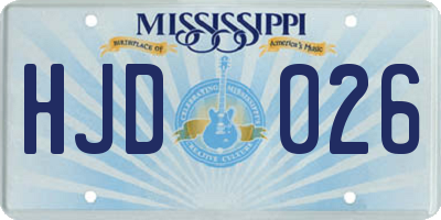 MS license plate HJD026