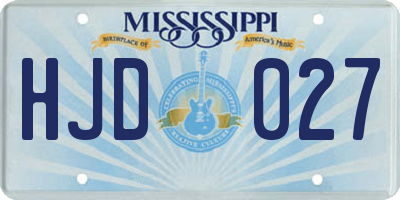 MS license plate HJD027