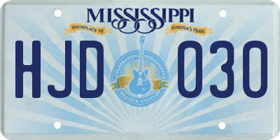 MS license plate HJD030