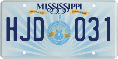 MS license plate HJD031