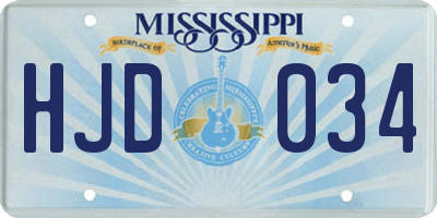 MS license plate HJD034