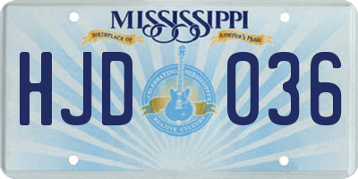 MS license plate HJD036