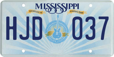 MS license plate HJD037