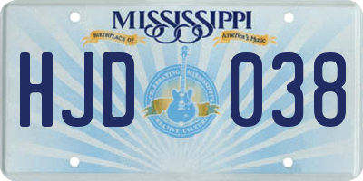 MS license plate HJD038